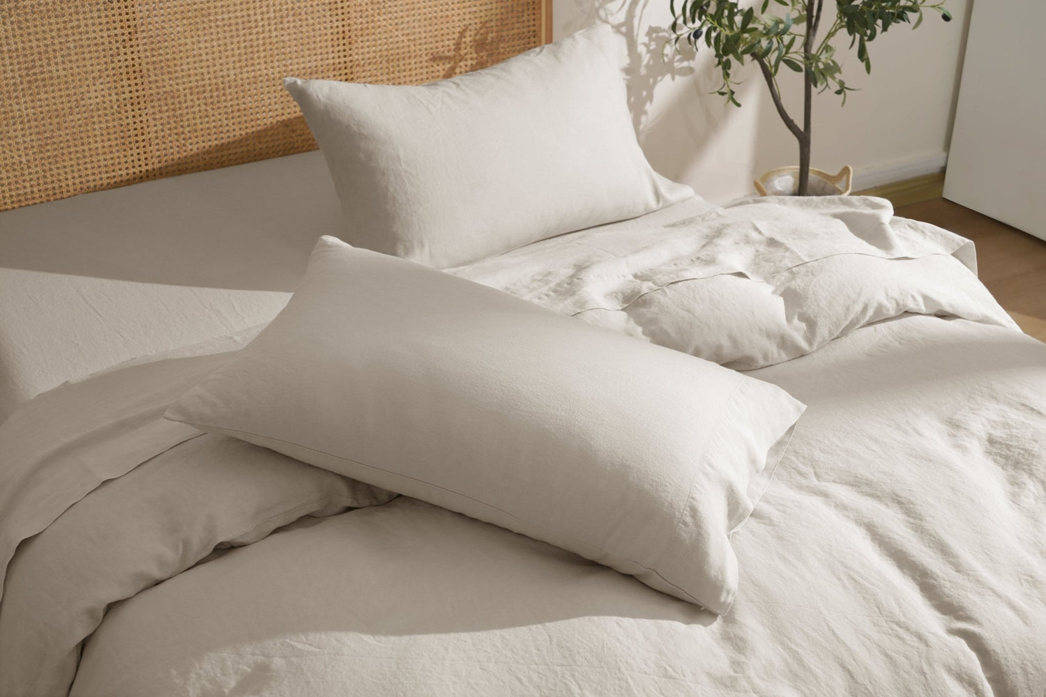 100% French Linen Sheet &amp; Duvet Cover Set - SELENE- 