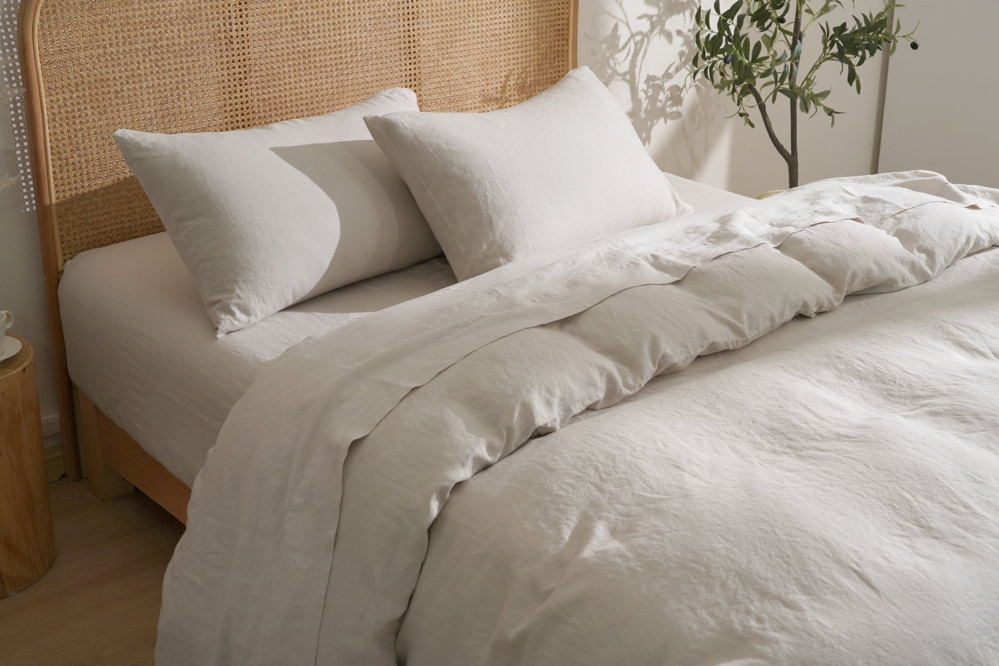 100% French Linen Sheet &amp; Duvet Cover Set - SELENE- 