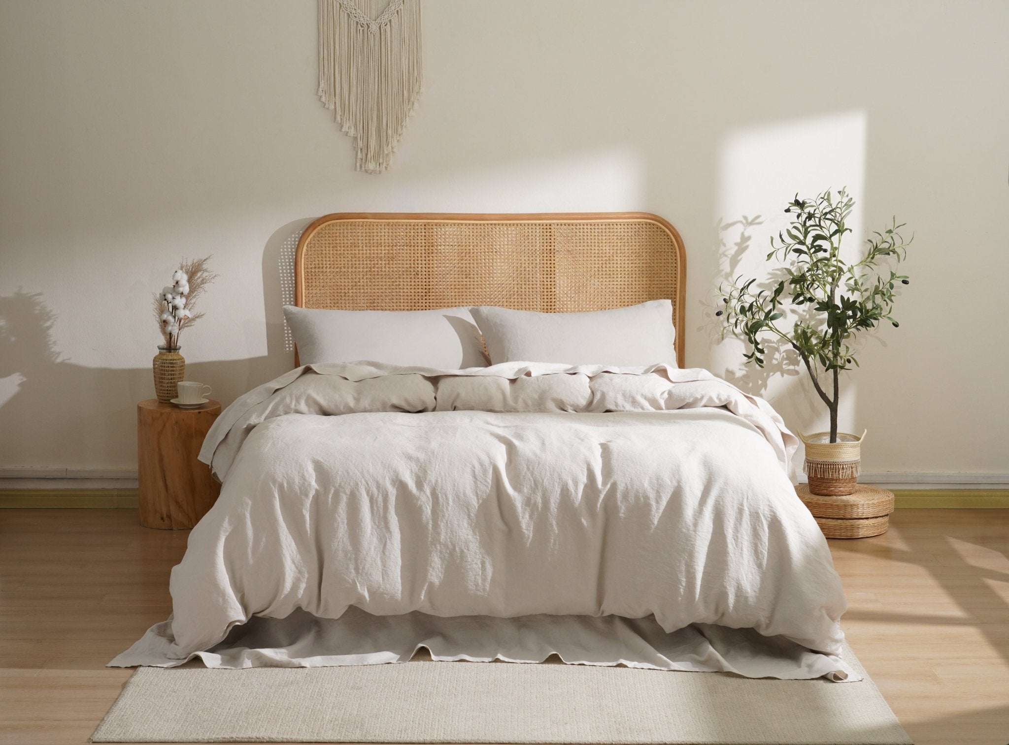 100% French Linen Sheet & Duvet Cover Set - SELENE- #color_desert-sand