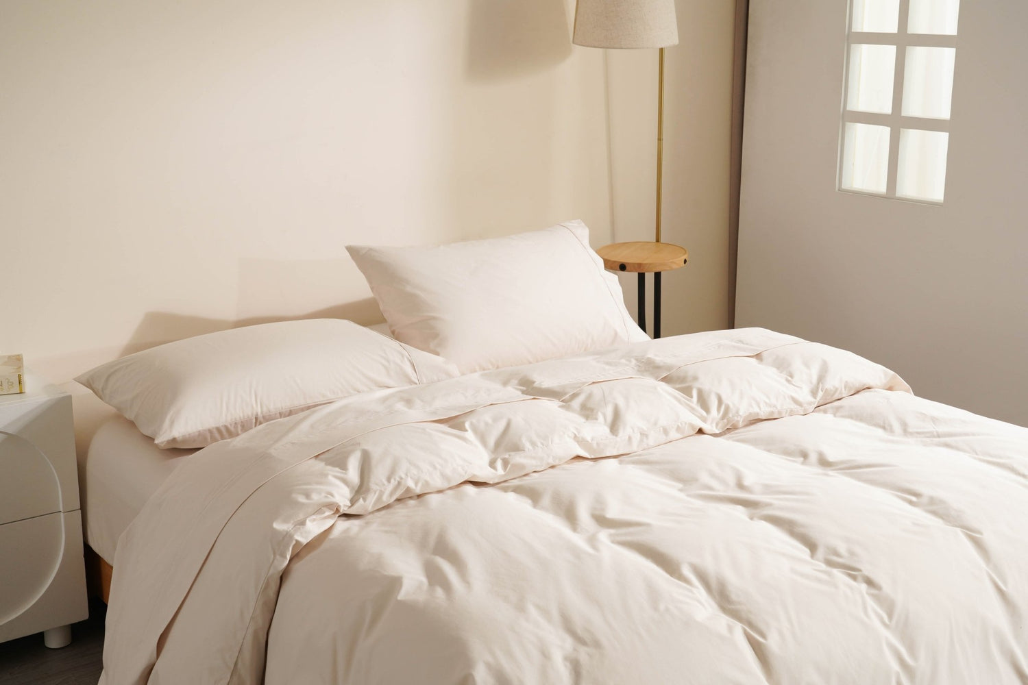 Organic Percale Cotton Sheet &amp; Duvet Cover Set - SELENE - 