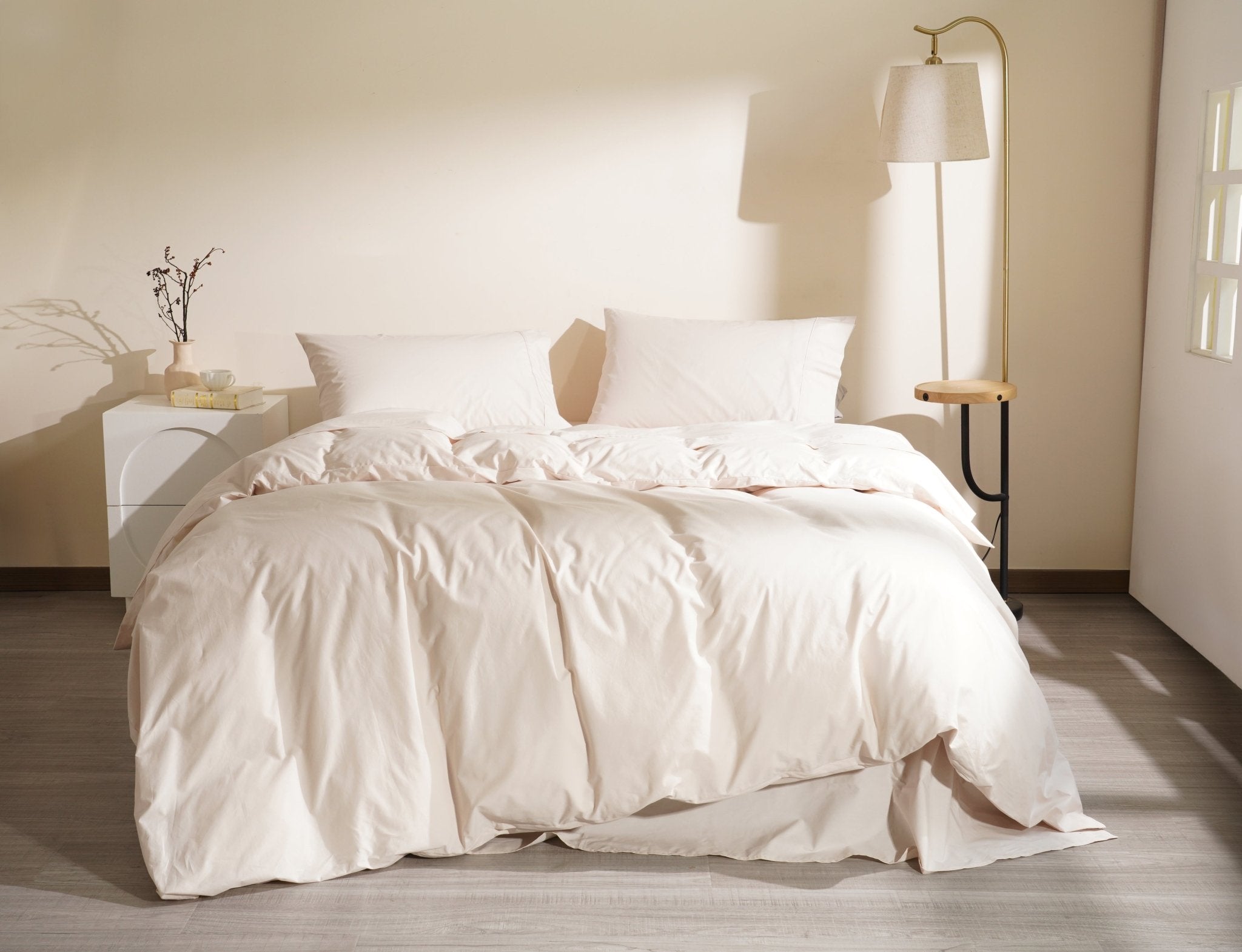 Organic Percale Cotton Sheet &amp; Duvet Cover Set - SELENE - 