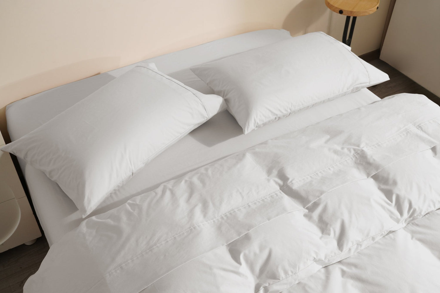 Organic Percale Cotton Sheet &amp; Duvet Cover Set - SELENE - 