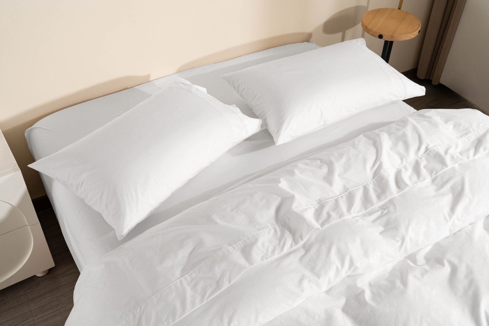 Organic Percale Cotton Sheet &amp; Duvet Cover Set - SELENE - 