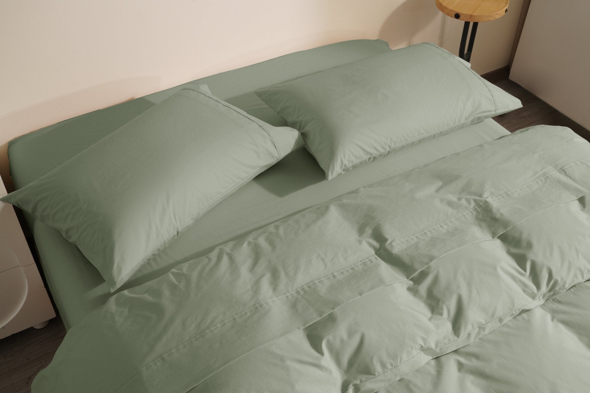 Organic Percale Cotton Sheet &amp; Duvet Cover Set - SELENE - 