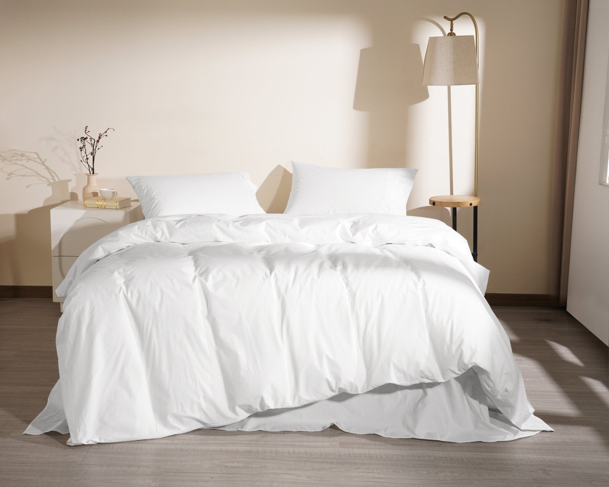 Organic Percale Cotton Sheet &amp; Duvet Cover Set - SELENE - 