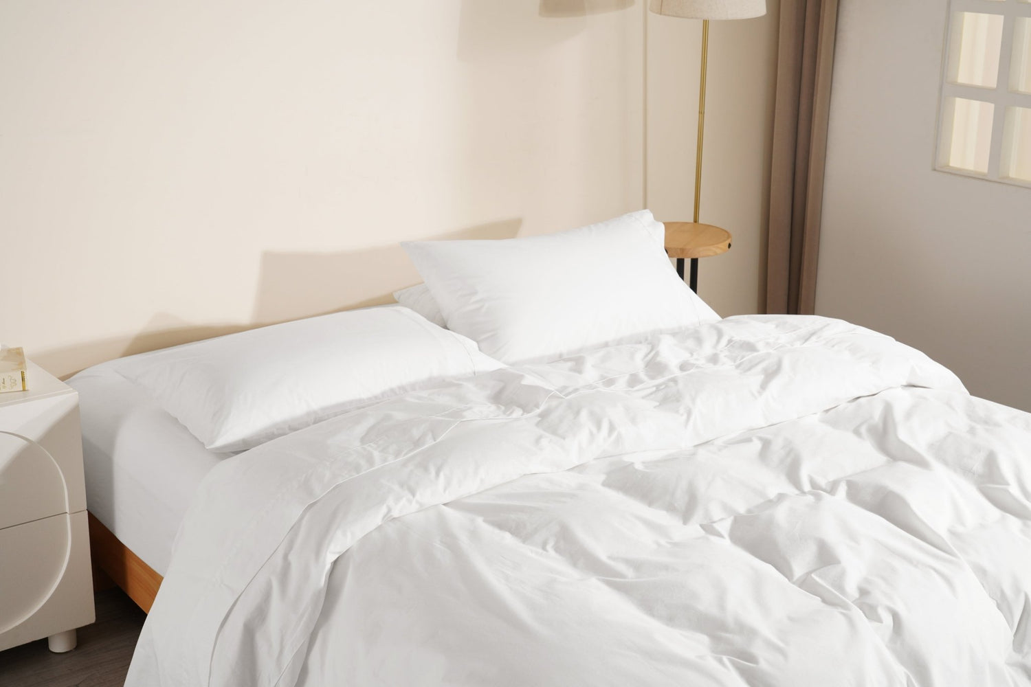 Organic Percale Cotton Sheet &amp; Duvet Cover Set - SELENE - 