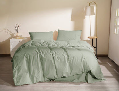 Organic Percale Cotton Sheet &amp; Duvet Cover Set - SELENE - 