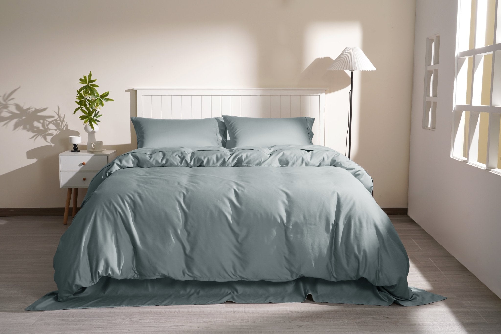 TENCEL Lyocell Cotton Sheet & Duvet Cover Set - SELENE #color_deep-ocean